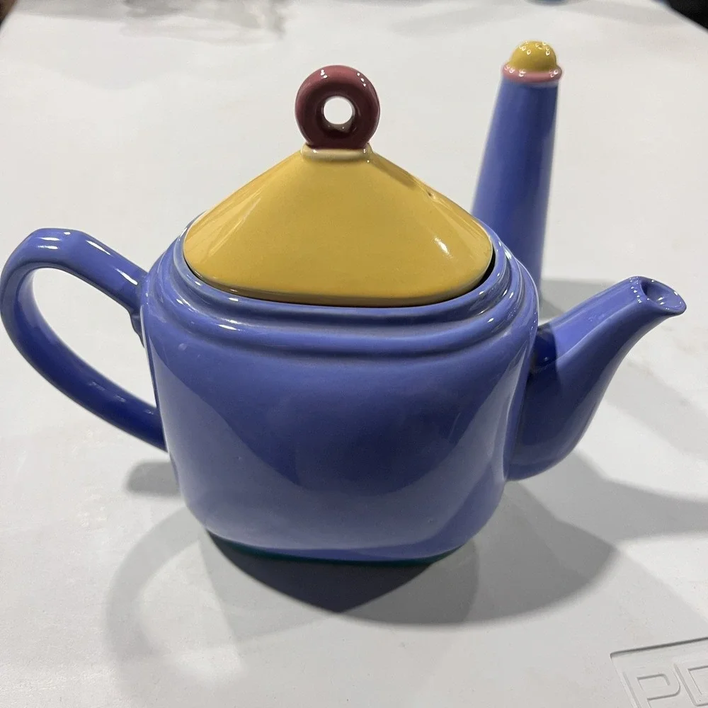 Lindt Stymeist Colorways Rectangular Teapot w Lid Vintage 1980s Color Block